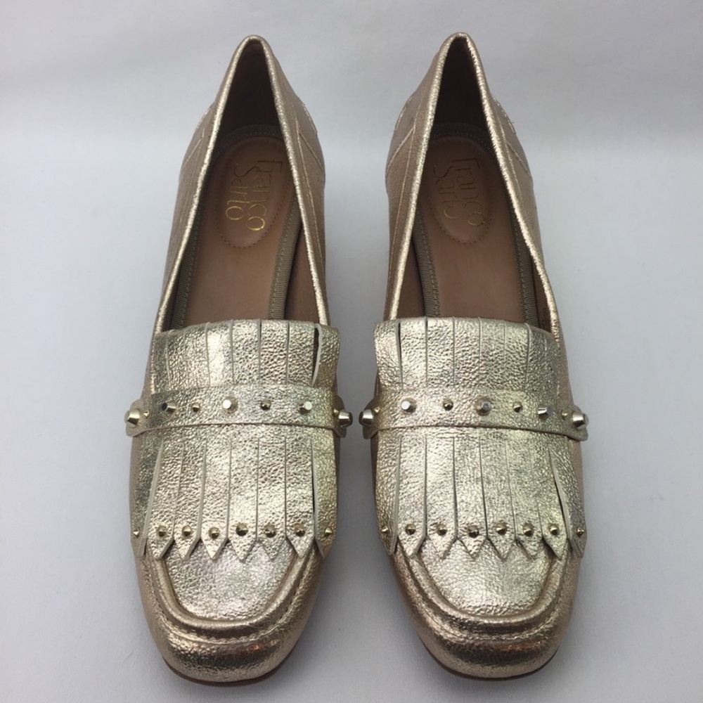 Franco Sarto Lauryn Metallic Hold Fringe Stacked Heel Loafer